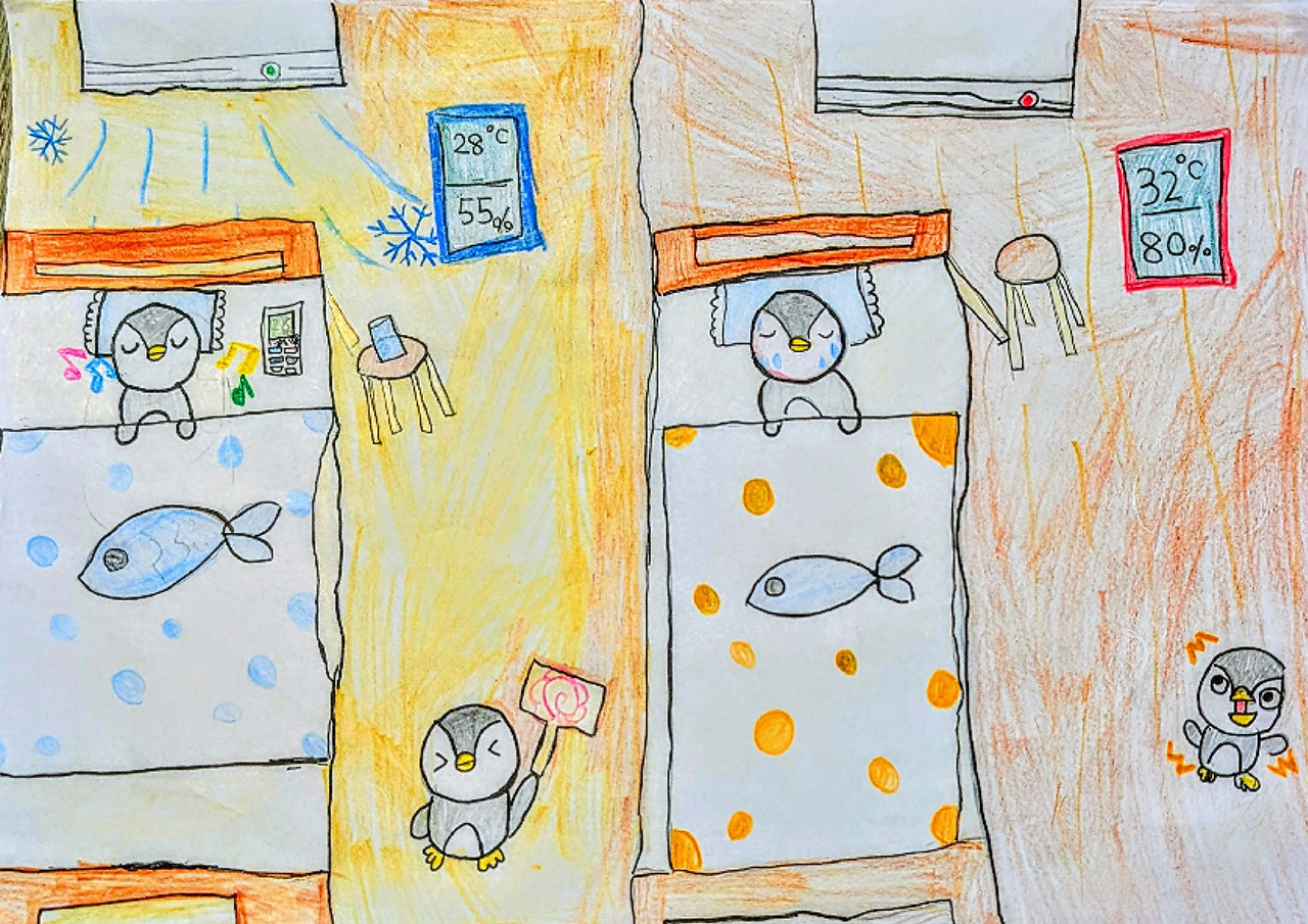 「すずしいお部屋でぐっすり寝てね！」